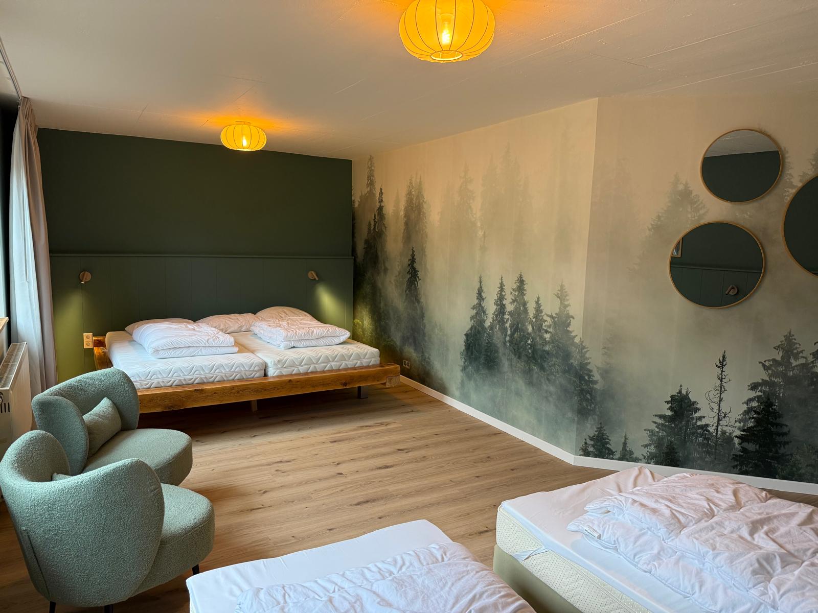 Slaapkamer kelder met 2 persoonsbed